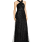 Adrianna Papell Women's Beaded Halter Gown Black Size 12