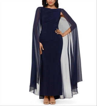 Betsy Adam Women's Dress Chiffon Cape Jersey Gown Black Size 10