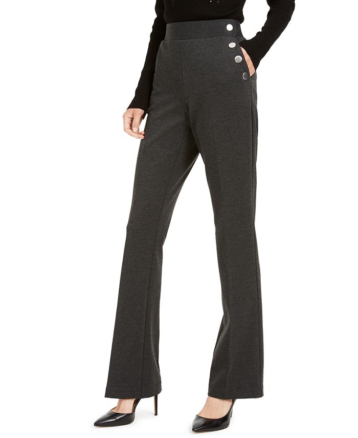 INC International Concepts Women's Side Button Bootcut Pants Gray Size 12