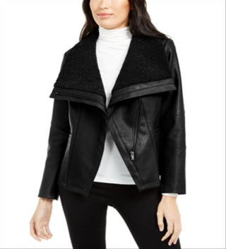 Alfani Women's Faux Fur Solid Blazer Coat Black Size X-Large