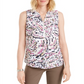 JM Collection Women's Sleeveless Printed Zip Front Top Pink Size XS