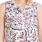 JM Collection Women's Sleeveless Printed Zip Front Top Pink Size XS