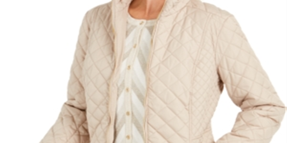 Charter Club Women's Quilted Jacket Beige Size L