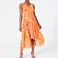 Calvin Klein Women's Floral Print High Low Wrap Maxi Dress Orange Size 8