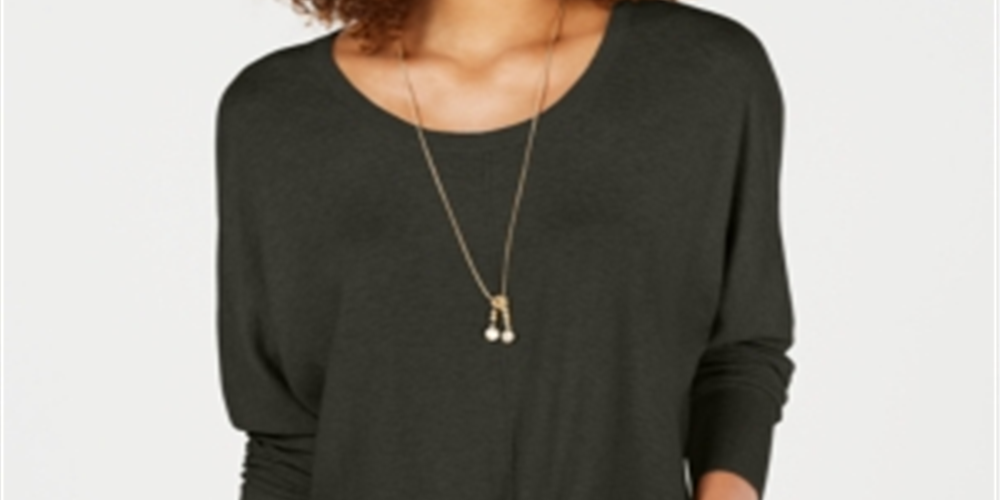 Style & Co Women's Tie Front Sweater Dark Grey Size X-Small