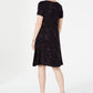 Style & Co Women's Textured Short Sleeve Scoop Neck Knee Length a Line Dress Black Size X-Small