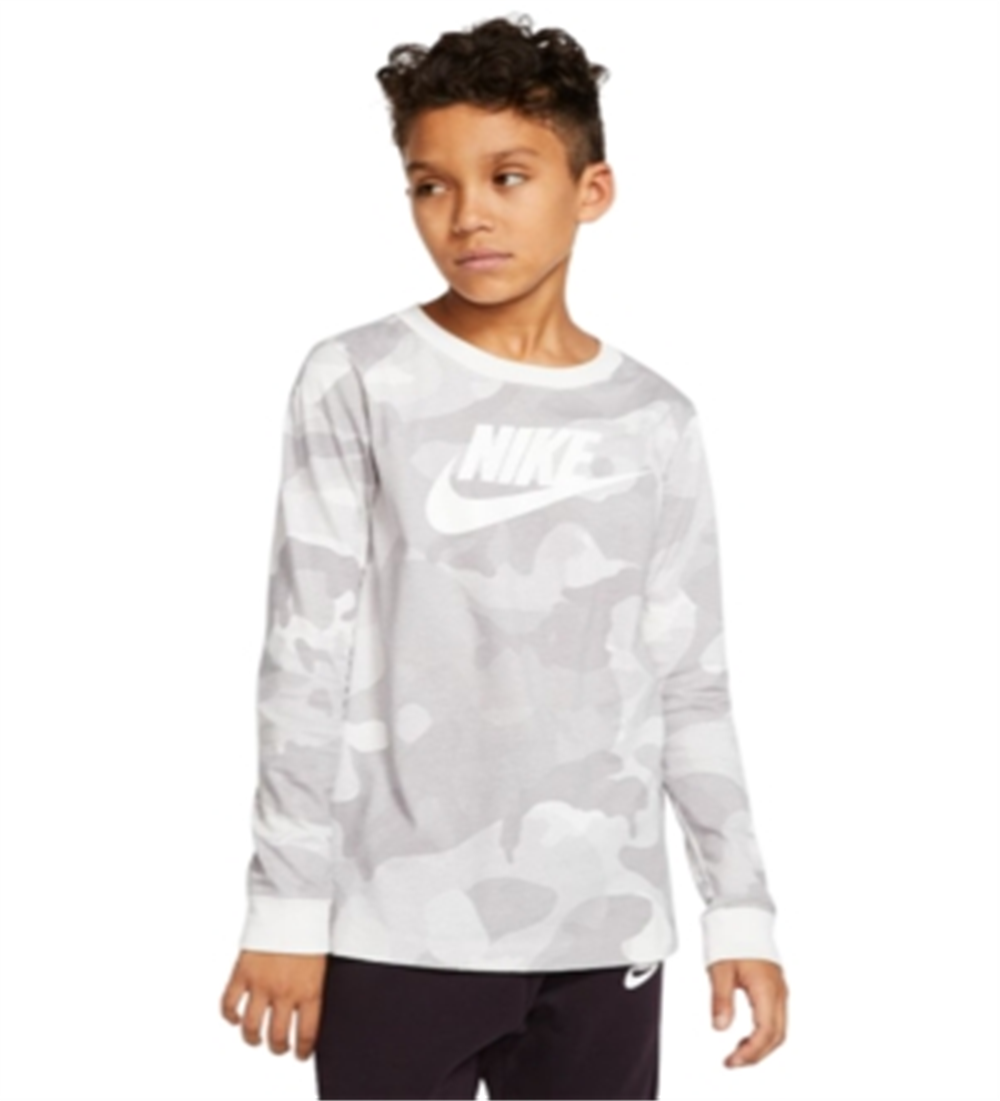 Nike Boy's Logo Camo Tee  Gray Size Large