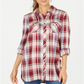 Style & Co Women's Plaid Tunic Red Size Petite L