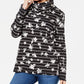 Karen Scott Women's Floral Print Striped Funnel Neck Top Black Size Petite XL