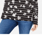 Karen Scott Women's Floral Print Striped Funnel Neck Top Black Size Petite XL