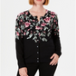 Karen Scott Women's Floral Print Cardigan Black Size Petite S/M
