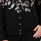 Karen Scott Women's Floral Print Cardigan Black Size Petite S/M