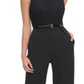 Tommy Hilfiger Women's Belted Lace & Scuba Crepe Jumpsuit Pink Size 8
