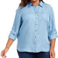 Style & Co Women's Plus Chambray Button up Shirt Blue Size 4X