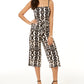 INC International Concepts Women's Ikat Smocked Jumpsuit Black Size Petite S/M