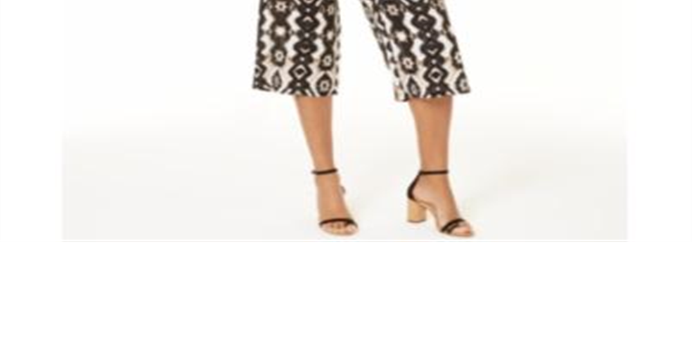 INC International Concepts Women's Ikat Smocked Jumpsuit Black Size Petite S/M