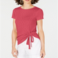 INC International Concepts Women's Ruched T-Shirt Orange Size Large