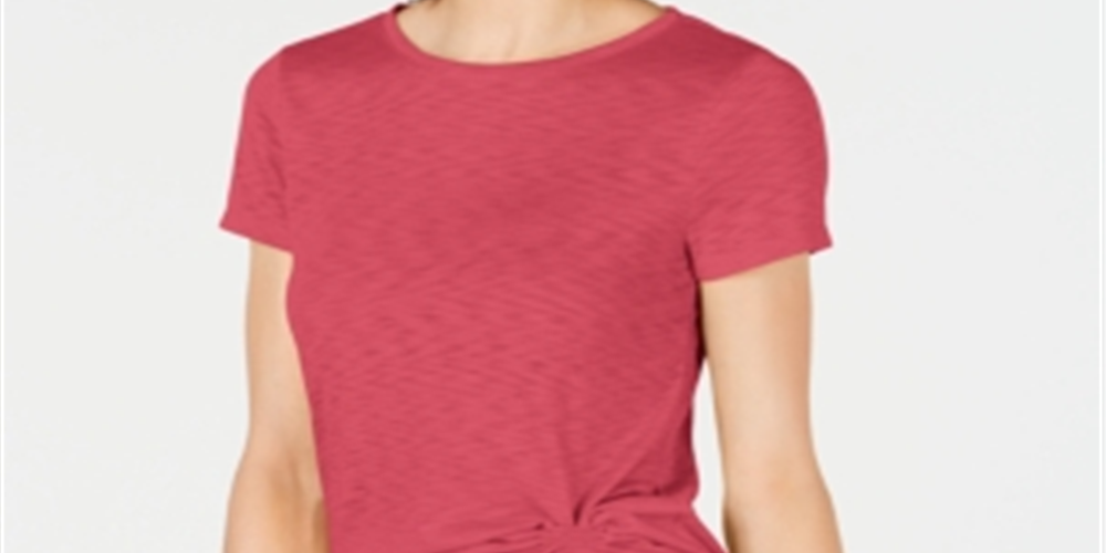 INC International Concepts Women's Ruched T-Shirt Orange Size Large