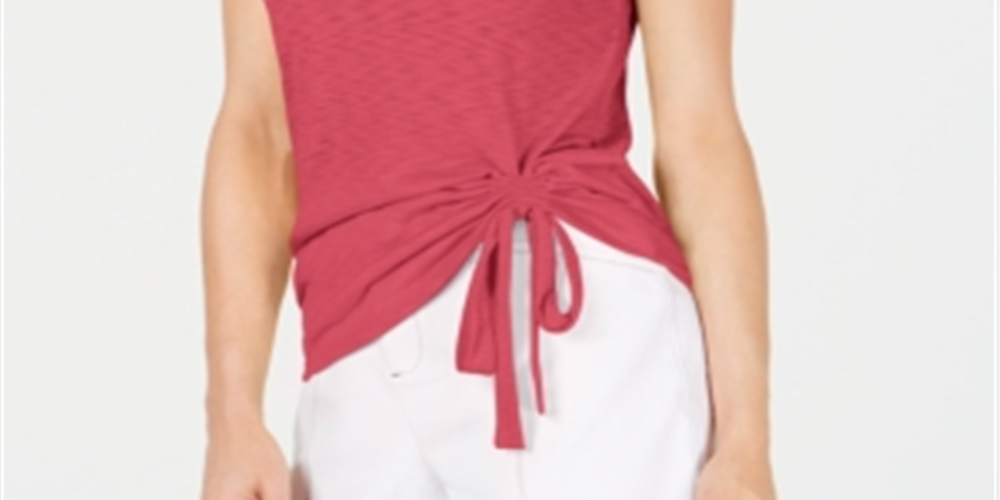 INC International Concepts Women's Ruched T-Shirt Orange Size Large