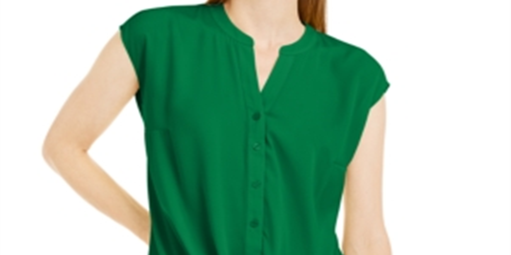 INC International Concepts Women's Twist Front Top Green Size Large