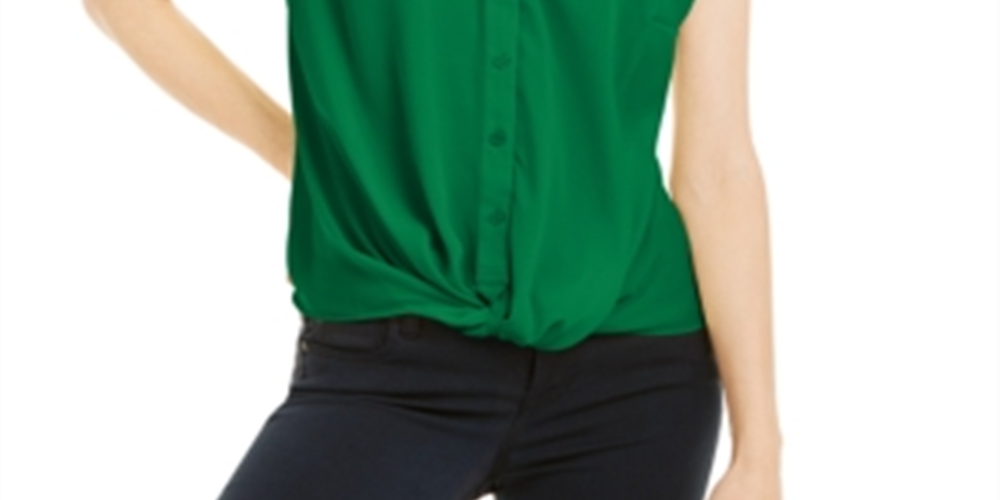 INC International Concepts Women's Twist Front Top Green Size Large