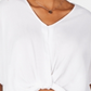 Polly & Esther Women's Knot Front Dolman Sleeve Casual Top White Size XS