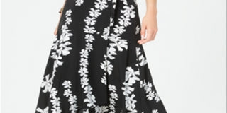 Alfani Women's Printed MIDI Wrap Skirt Black Size 16