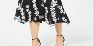 Alfani Women's Printed MIDI Wrap Skirt Black Size 16