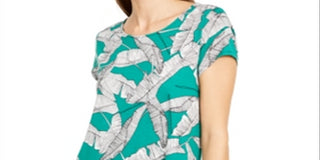 Alfani Women's Printed Round Hem T-Shirt Gray Size Petite M