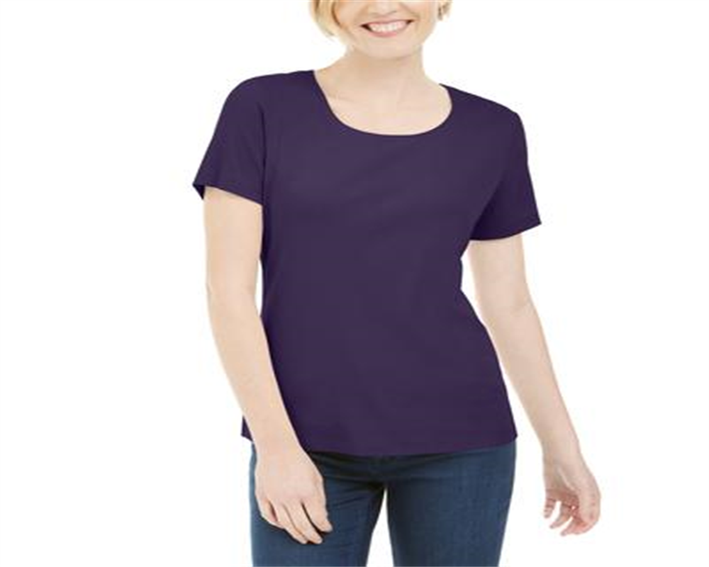 Karen Scott Women's Short Sleeve Scoop Neck Top Purple Size S
