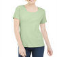 Karen Scott Women's Short Sleeve Scoop Neck Top Green Size Large