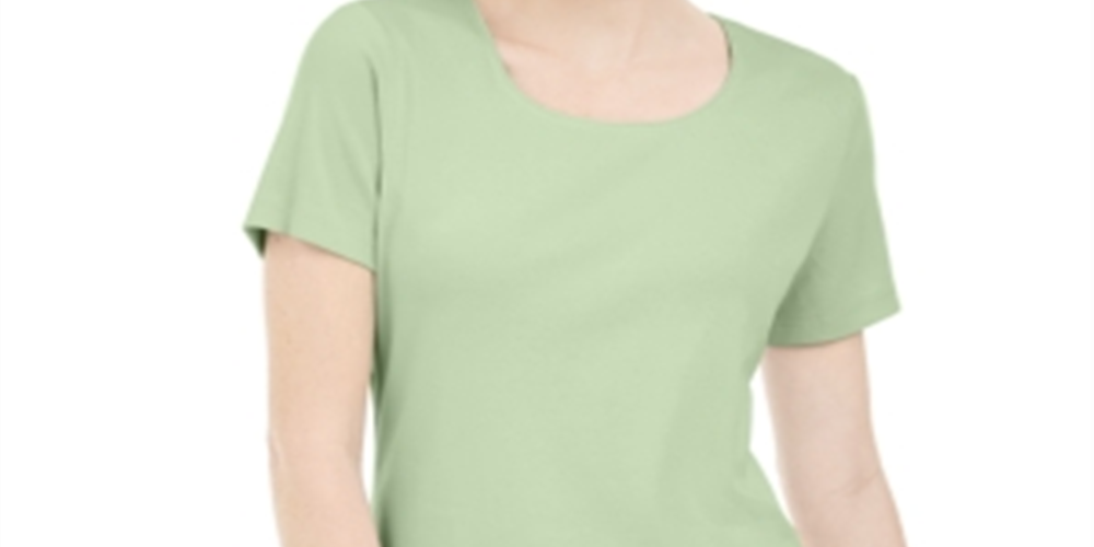 Karen Scott Women's Short Sleeve Scoop Neck Top Green Size Large