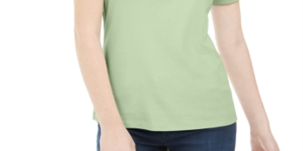 Karen Scott Women's Short Sleeve Scoop Neck Top Green Size Large