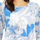 Alfani Women's Floral Scoop Neck Top Blue Size Small