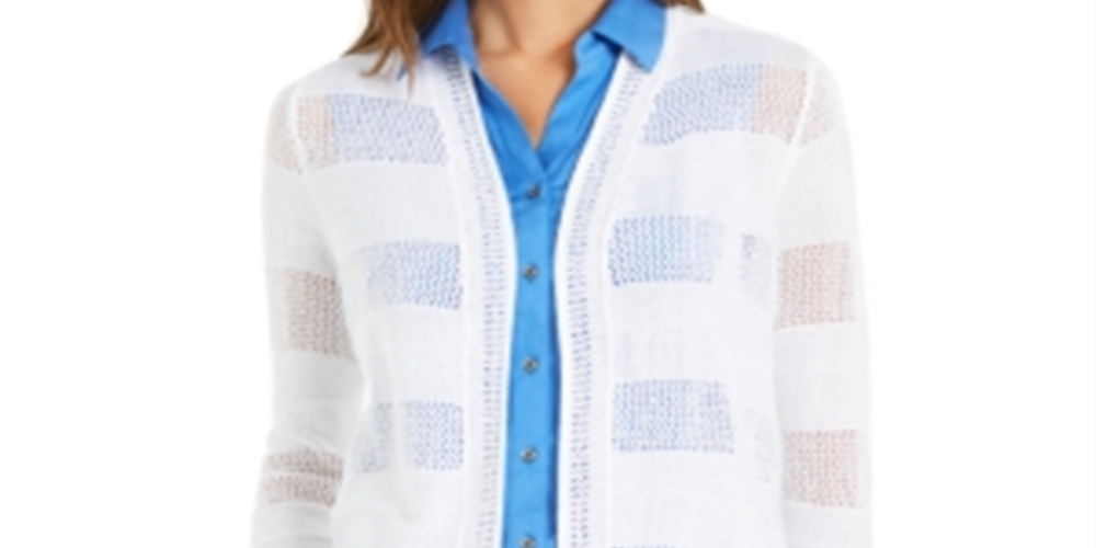 Charter Club Open-Front Cardigan White Size L