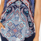 JM Collection Women's Printed Pointed Hem Top Blue Size Petite L