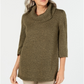 Karen Scott Women's Cowl Neck 3/4 Sleeve Sweater Green Size Petite XL
