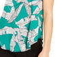 Alfani Women's Printed Round Hem T-Shirt Green Size Petite XL