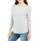 Charter Club Women's 3/4 Sleeve Striped Top Green Size Medium