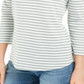 Charter Club Women's 3/4 Sleeve Striped Top Green Size Medium