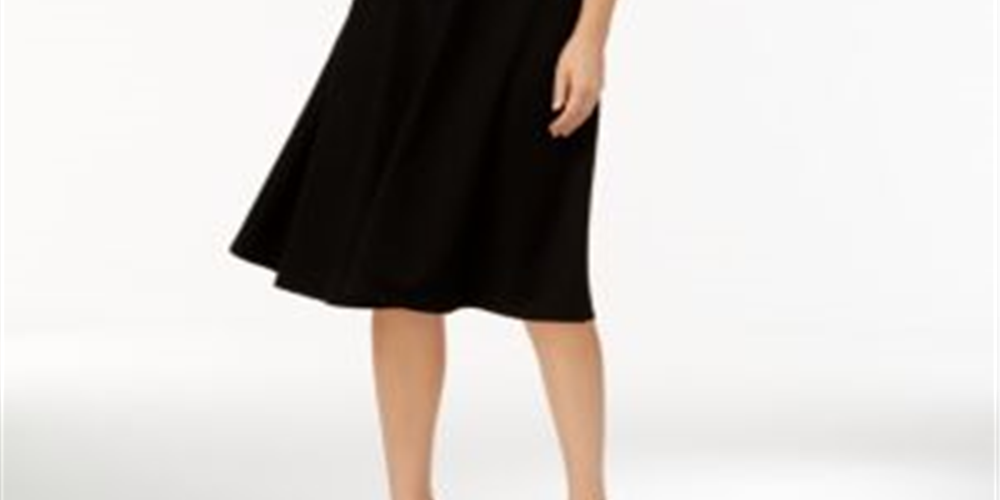 Charter Club Women's Lace Fit & Flare Dress Black Size L