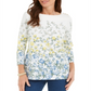 Charter Club Women's Floral Print Boat Neck Top White Size Small