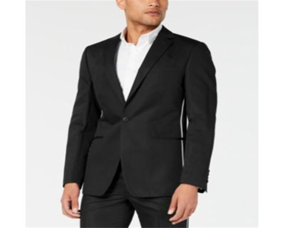 Calvin Klein Men's Slim Fit Pipe Trim Jacket Black Size 46R