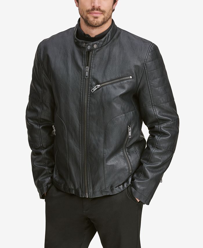 Marc New York Men's Killian Faux-Leather Racer Jacket  Black Size 3XL