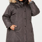 Madden Girl Women's Plus Hooded Faux Fur Trim Parka Gray Size 3XL