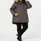 Madden Girl Women's Plus Hooded Faux Fur Trim Parka Gray Size 3XL