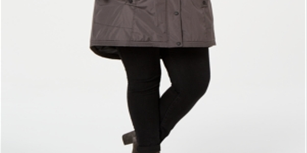 Madden Girl Women's Plus Hooded Faux Fur Trim Parka Gray Size 3XL