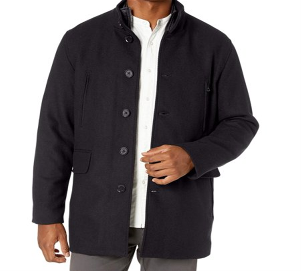 Cole Haan Men's Layered Mock Neck Textured Coats Gray Size X-Large