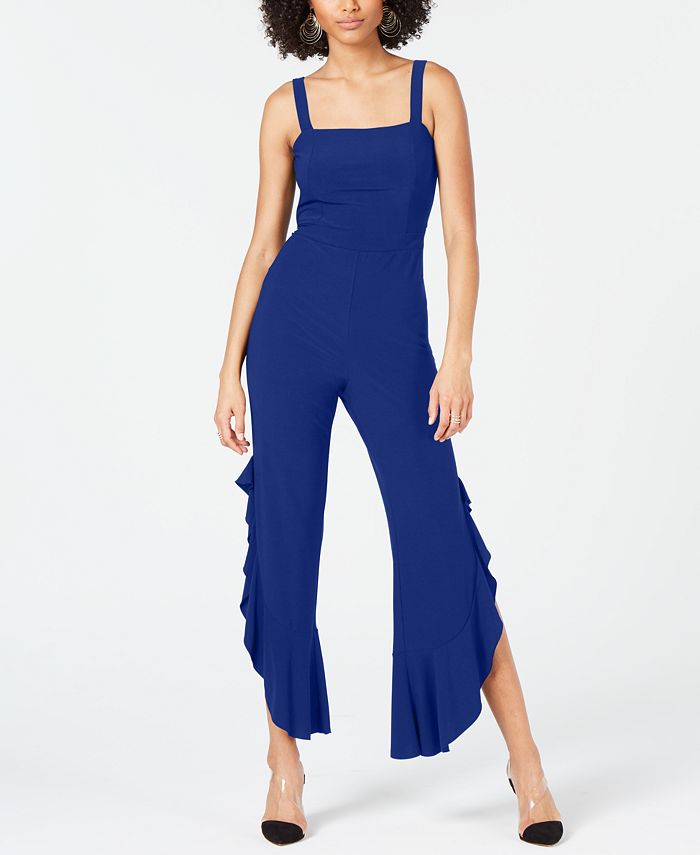 INC International Concepts Women's Sleeveless Wide Leg Party Jumpsuit Blue Size 14P