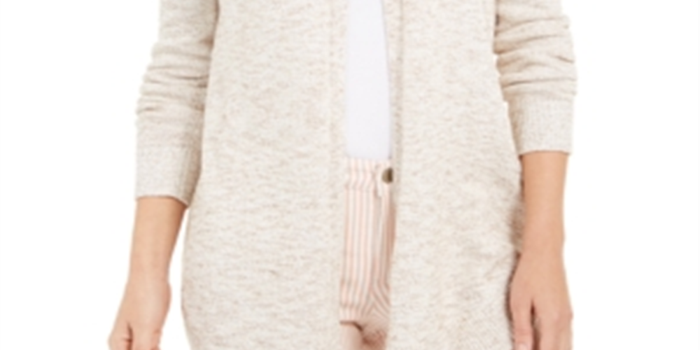 Charter Club Women's Curved-Hem Completer Sweater Beige Size S